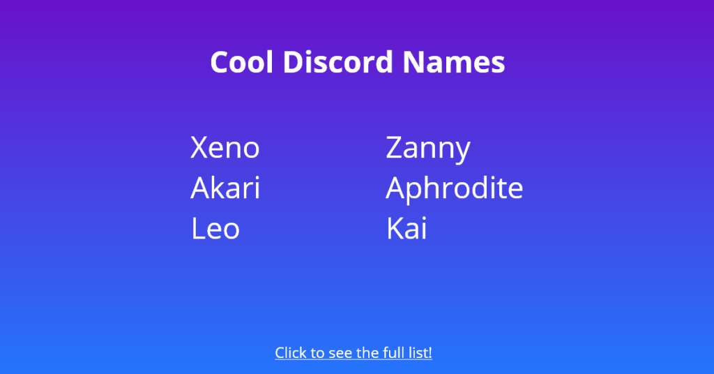 Coole Discord-namen