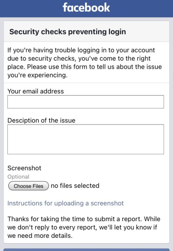 Beveiligingscontroles voorkomen inloggen Facebook