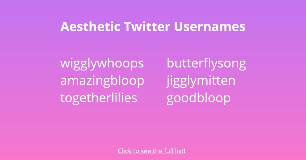 Esthetische Twitter-gebruikersnamen