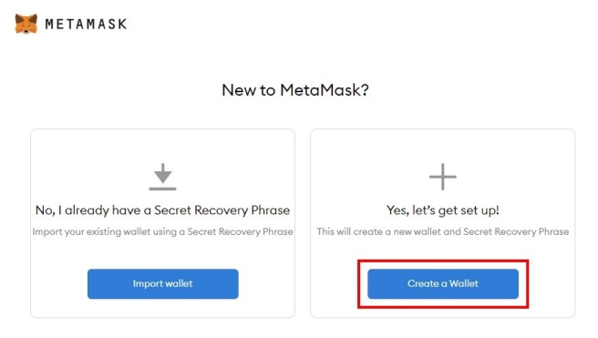 Maak een nieuwe portemonnee op MetaMask
