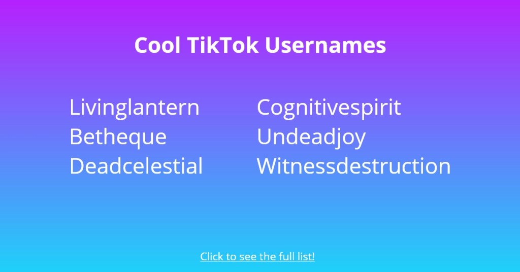 Coole TikTok-gebruikersnamen