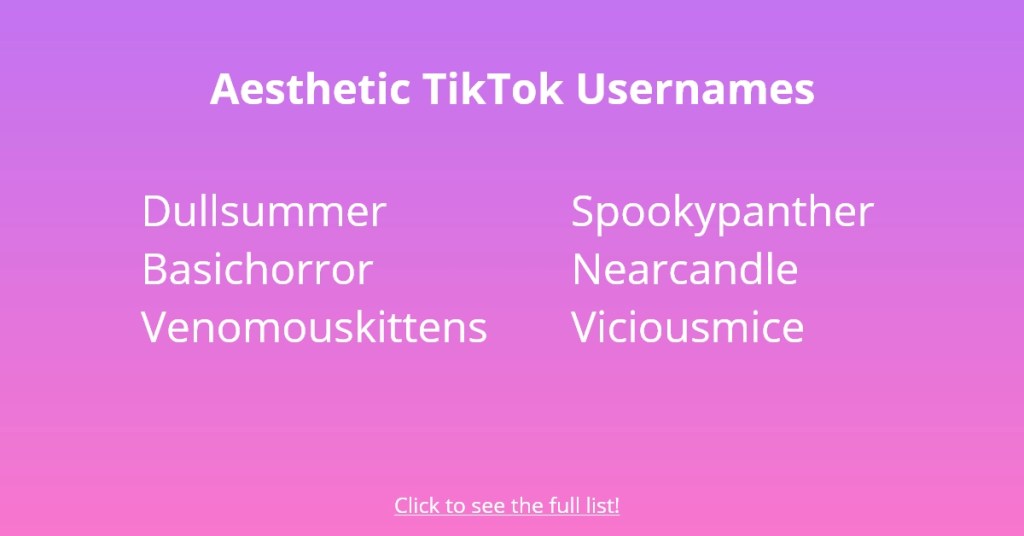 Esthetische TikTok-gebruikersnamen