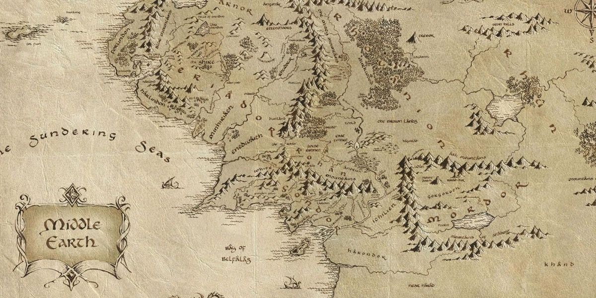Kaart van Midden-aarde van Lord of the Rings