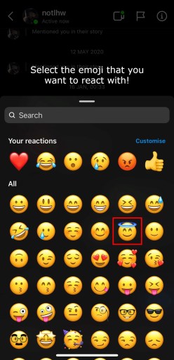 Verander de reactie-emoji op Instagram DM