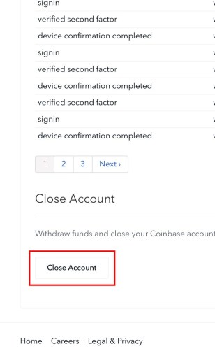 Coinbase account sluiten