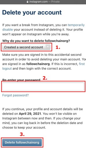 Tweede Instagram-account verwijderen