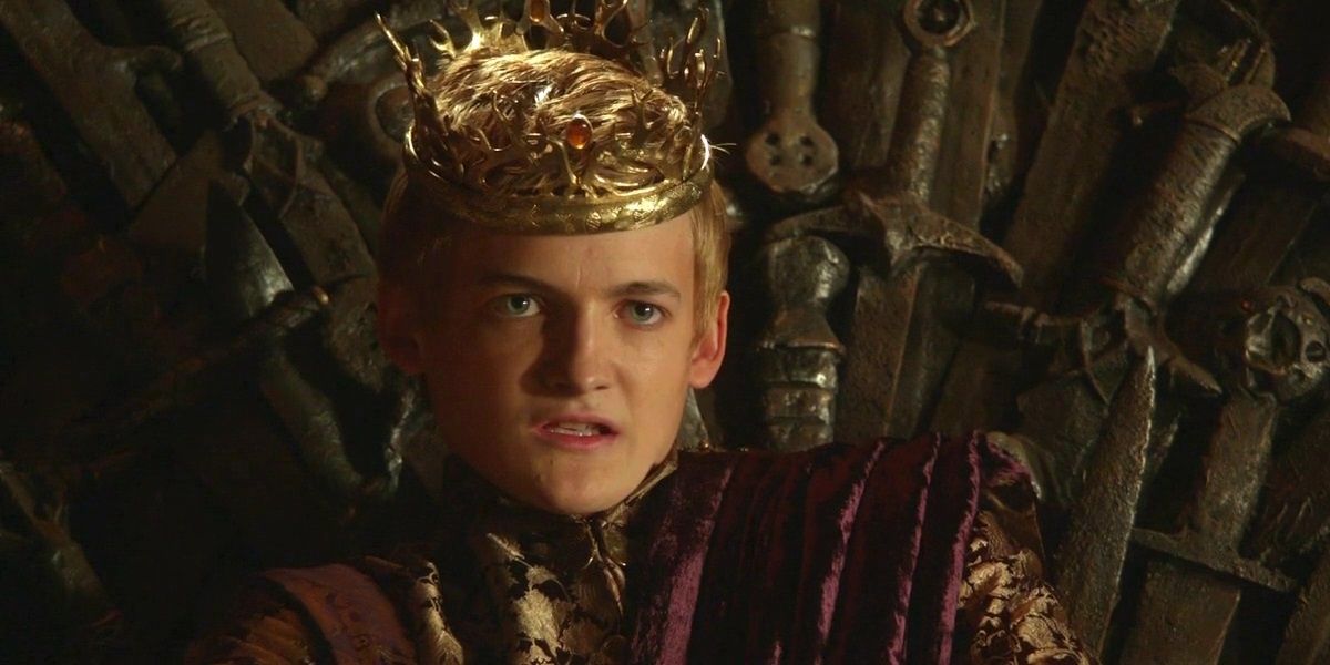 Koning Joffrey Baratheon op de ijzeren troon Game of Thrones