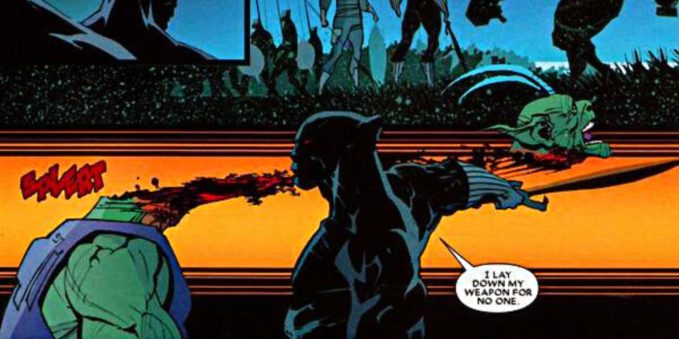 Black Panther doodt een Super Skrull in geheime invasie