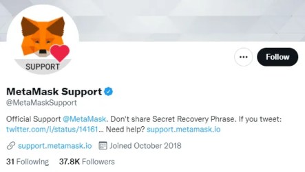 MetaMask-ondersteuning Twitter
