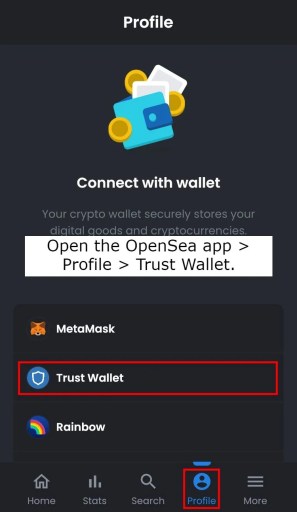 Verbind Trust Wallet met OpenSea