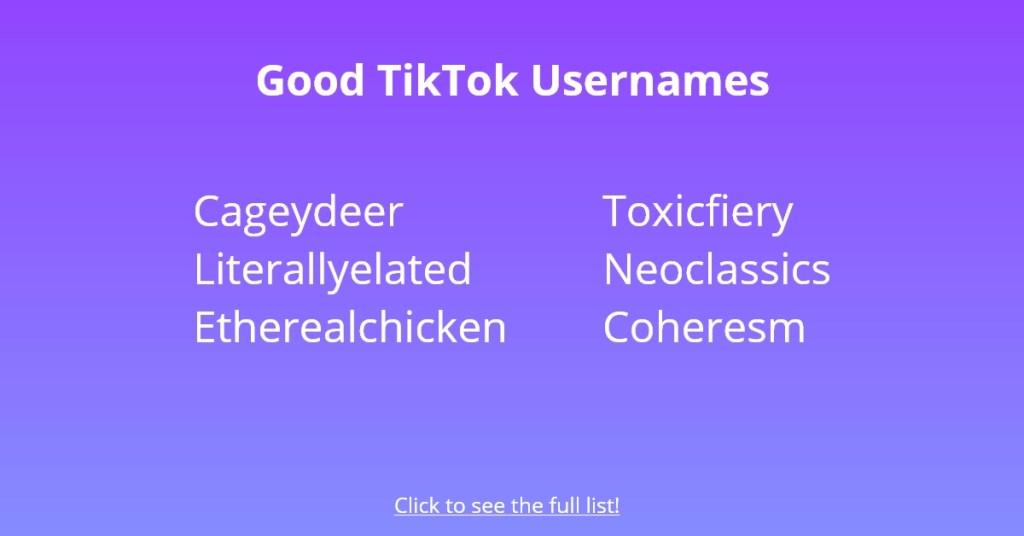Goede TikTok-gebruikersnamen