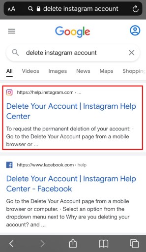Instagram-account verwijderen