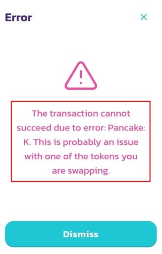 Pancake K fout PancakeSwap 