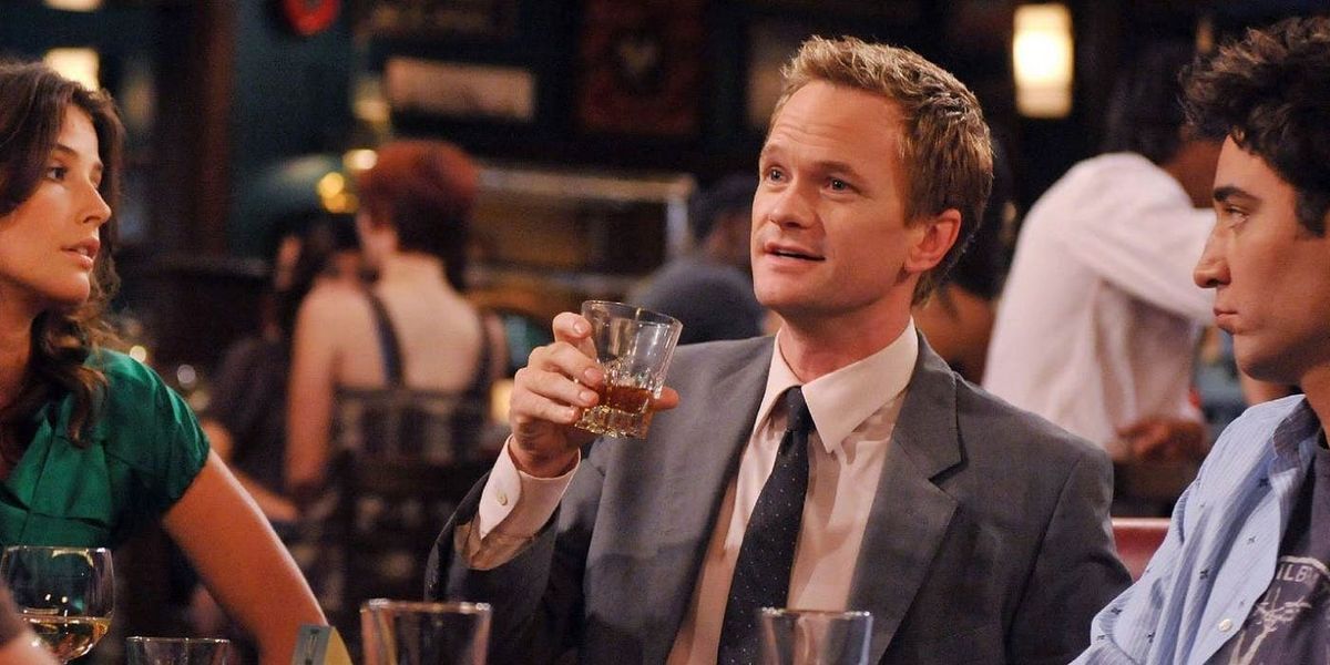 Barney Stinson drinkt wat met Robin en Ted in How I Met Your Mother 