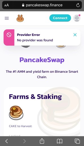 Providerfout Geen provider gevonden PancakeSwap