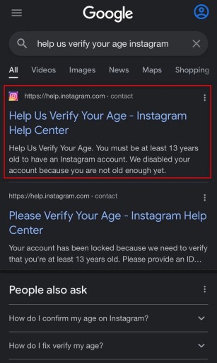 Help ons je leeftijd te verifiëren Instagram