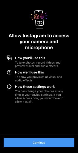 Geef Instagram toegang tot je camera en microfoon
