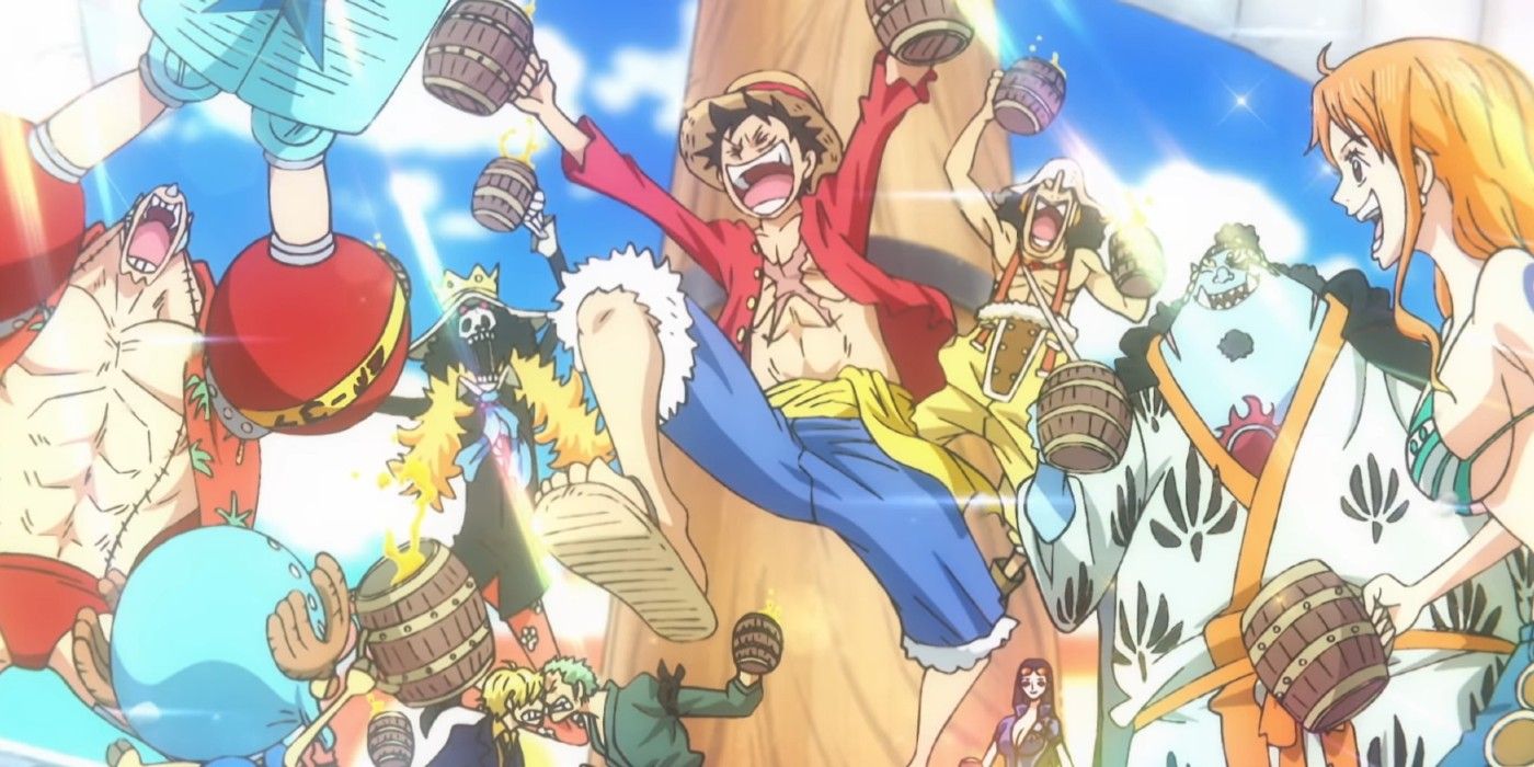 The Straw Hats feesten hard in One Piece