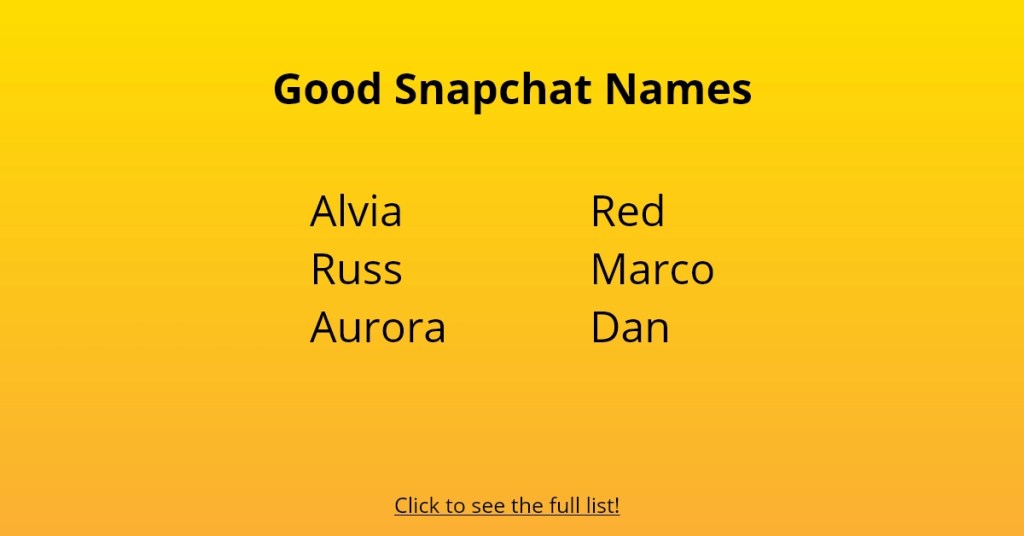 Goede Snapchat-namen