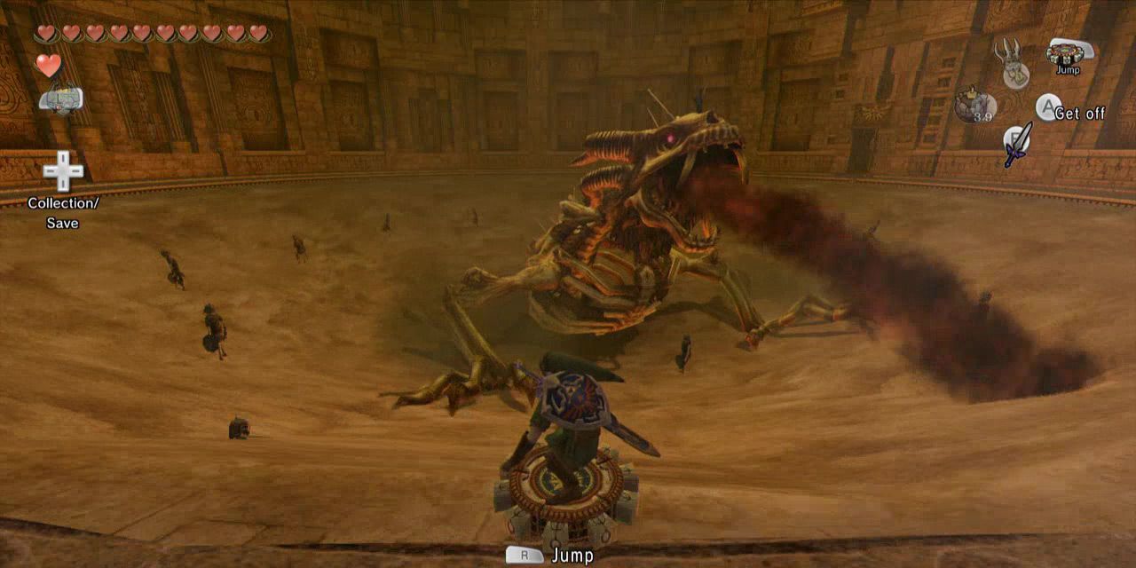 Link gebruikt Spinner in Stallord Boss Fight in Legend Of Zelda Twilight Princess