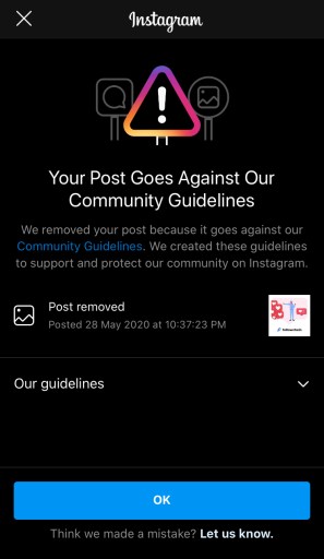 Instagram-bericht verwijderd