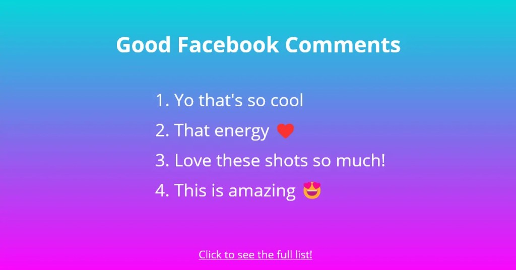 Goede Facebook-opmerkingen