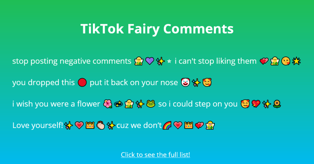 TikTok Fairy Reacties Voorbeelden