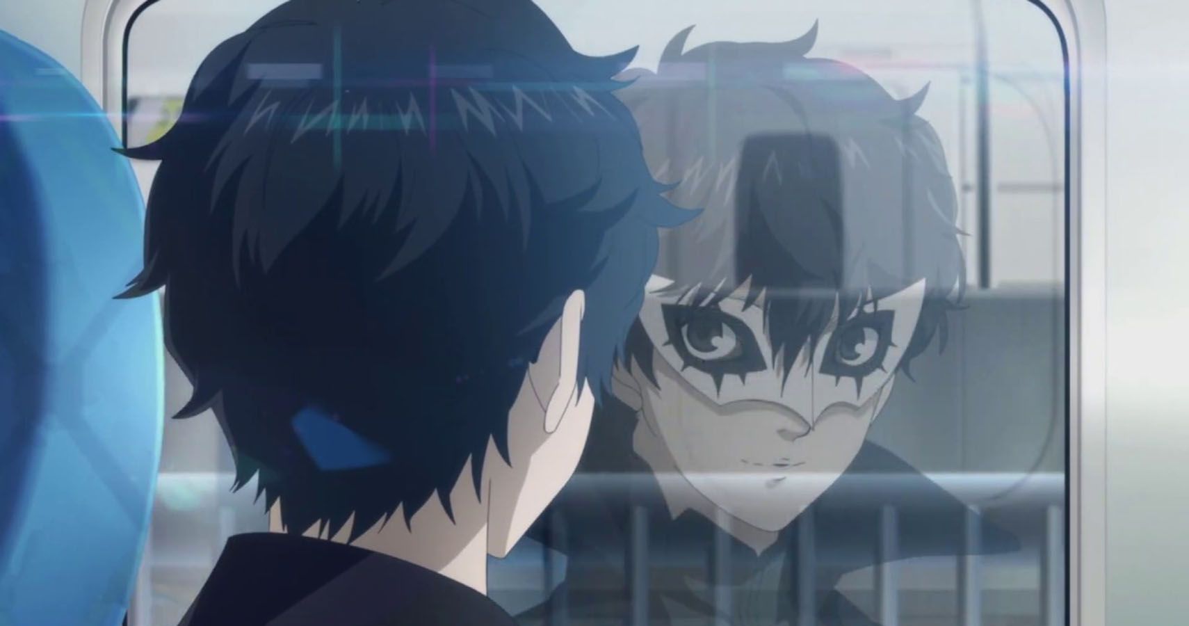 Persona 5 Royal goed einde waar de hoofdpersoon Joker in zijn spiegelbeeld ziet.