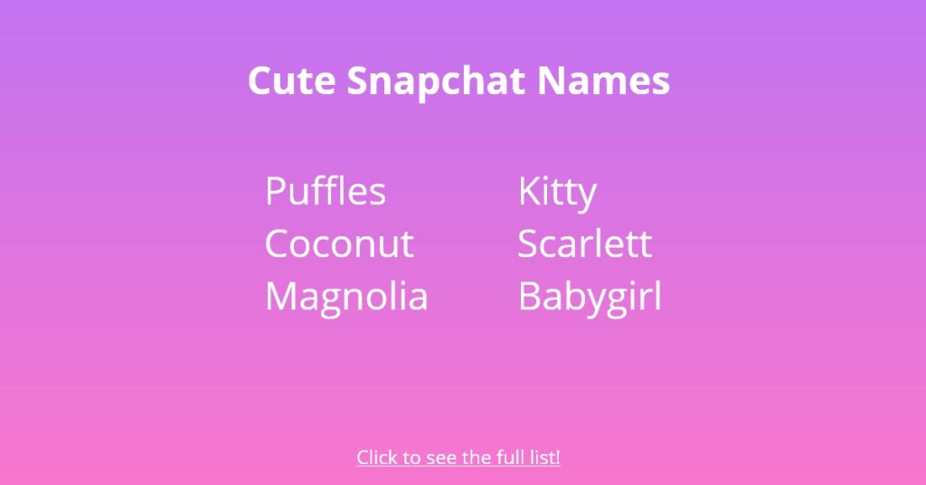 Leuke Snapchat-namen