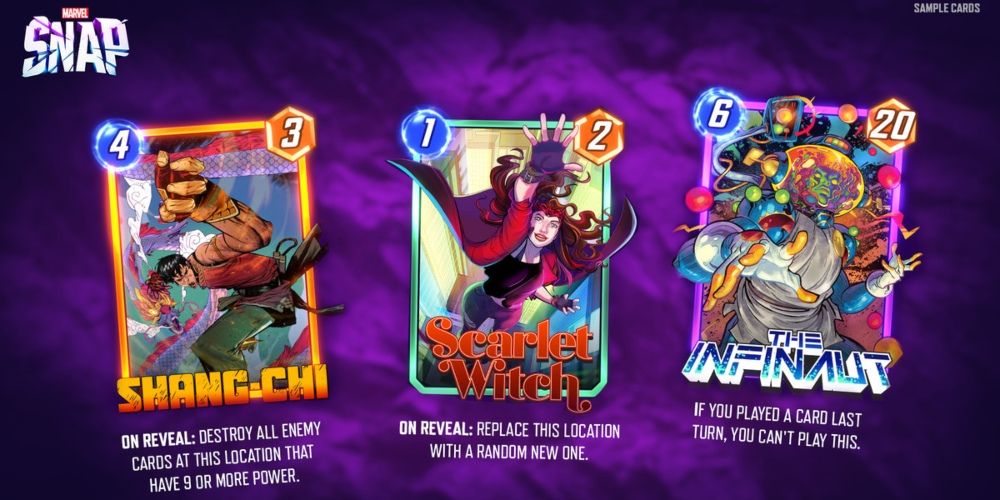 Kaarten voor Shang-Chi, Scarlet Witch en de Infinaut in Marvel SNAP-kaartspel