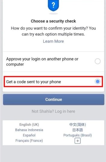 Ontvang een code die naar je telefoon wordt gestuurd