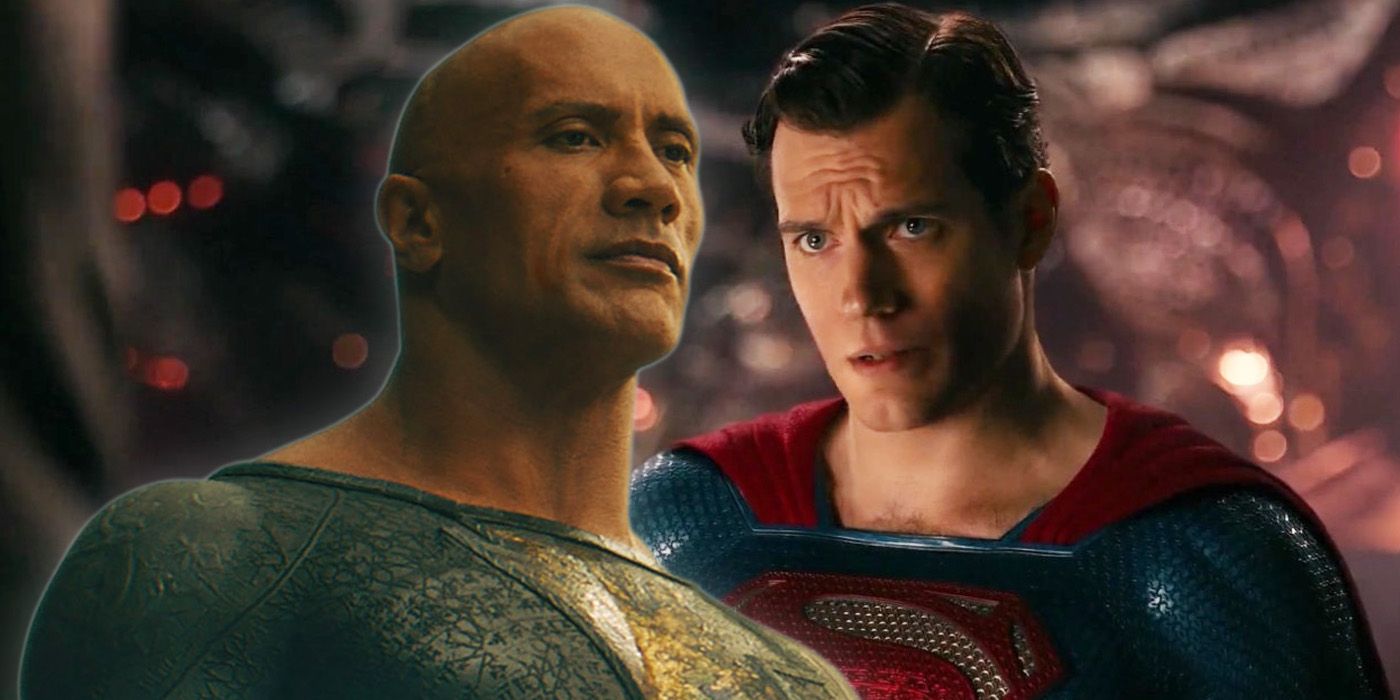 Dwayne Johnson's Black Adam naast Henry Cavill's Superman uit Justice League.