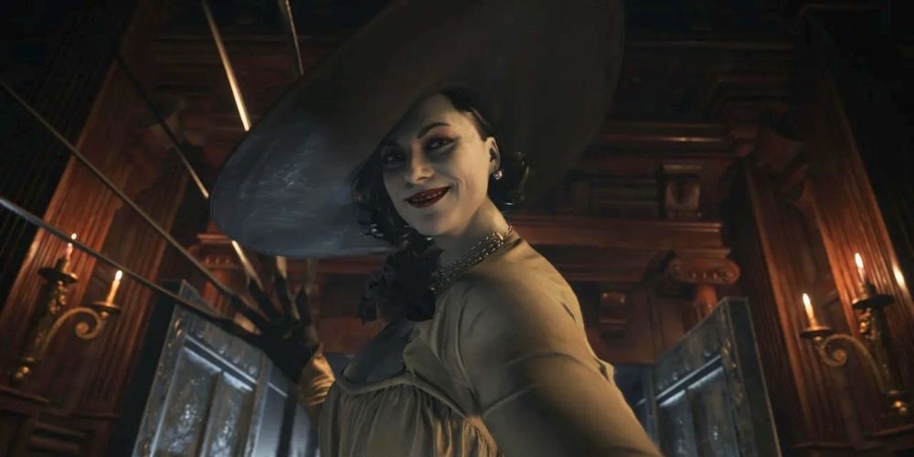 Lady Alcina Dimitrescu en haar klauwen in Resident Evil: Village-game