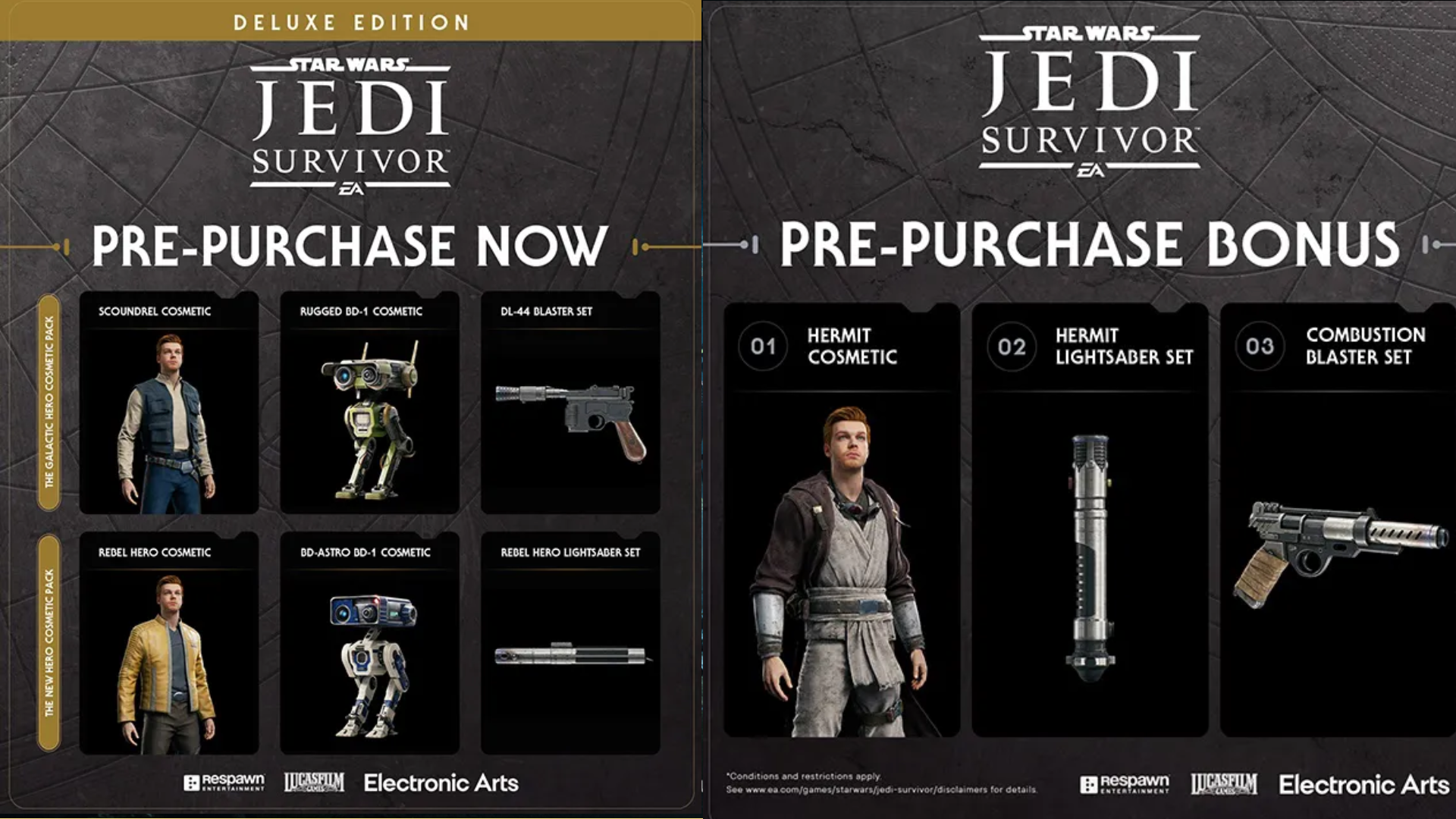 Afbeelding met pre-orderbonusbeloningen voor Jedi: Survivor