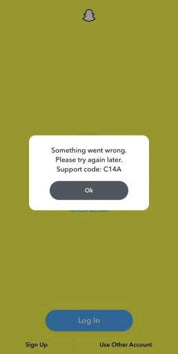 Ondersteuningscode C14A op Snapchat