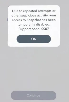 Ondersteuningscode SS07 op Snapchat