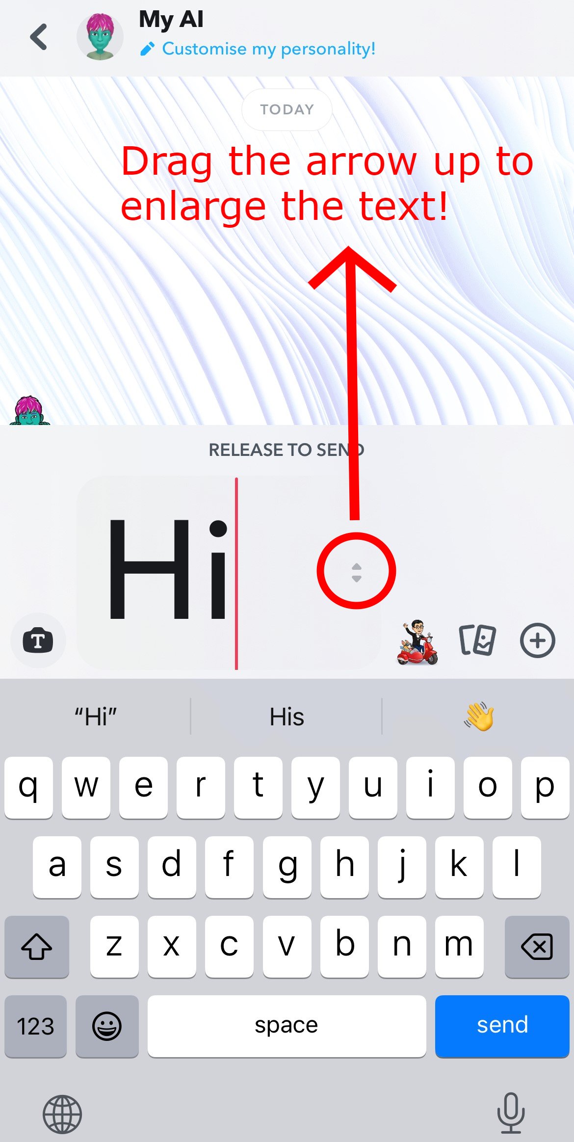 Hoe je tekst groter kunt maken op Snapchat