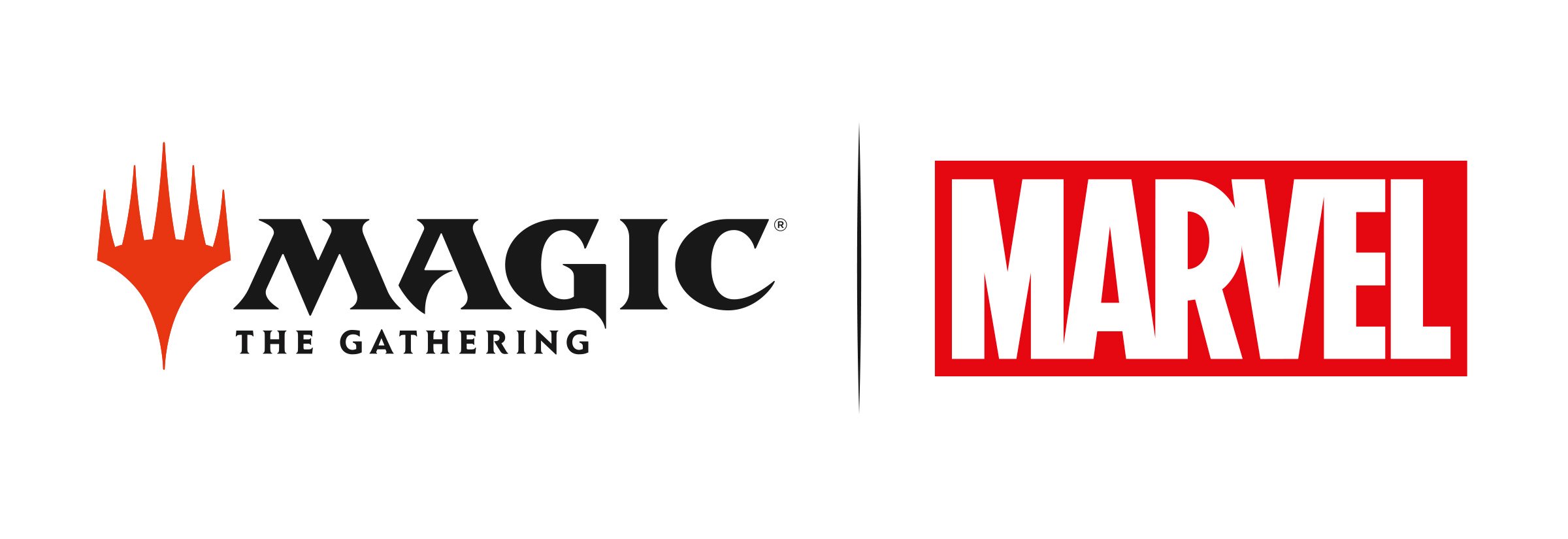 Afbeelding van MTG- en Marvel-logo's samen via Universes Beyond-crossover