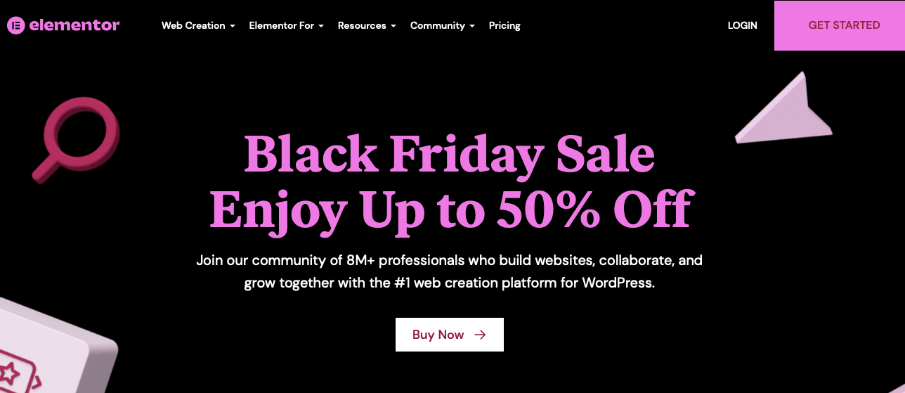 Elementor Pro Black Friday 50% korting 2021