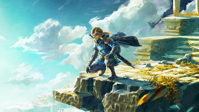 Link met uitzicht op Hyrule in Zelda: Tears of the Kingdom.