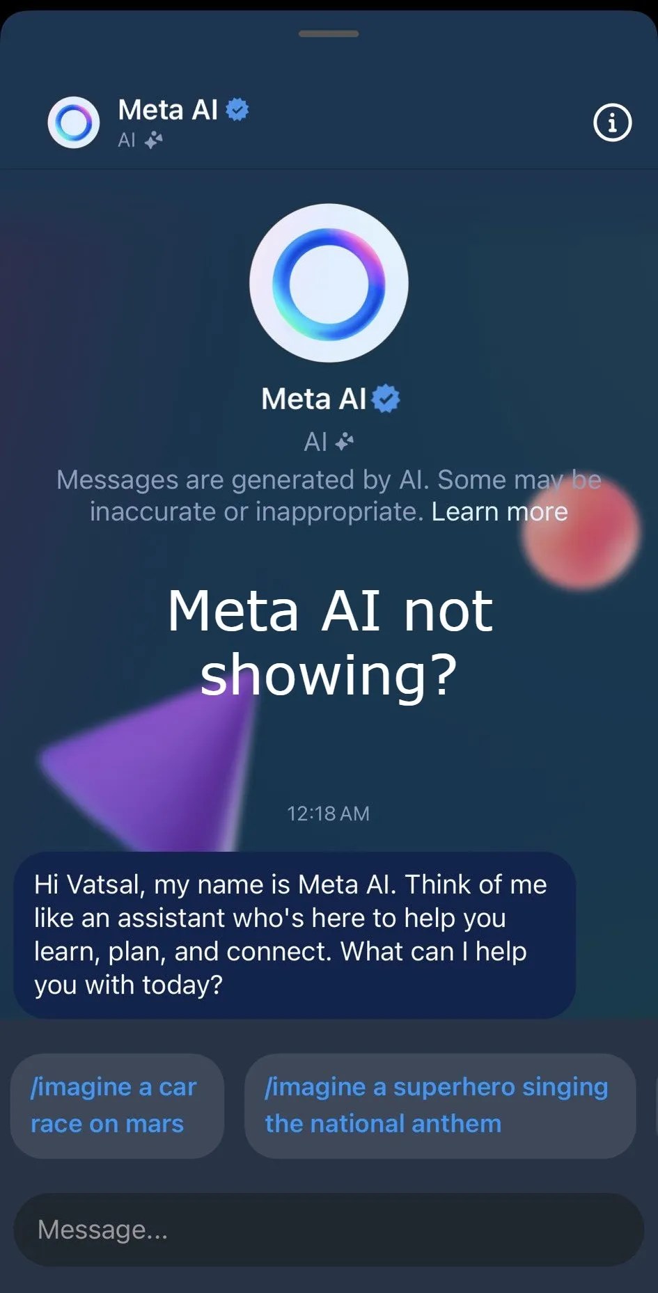 Meta-AI werkt niet